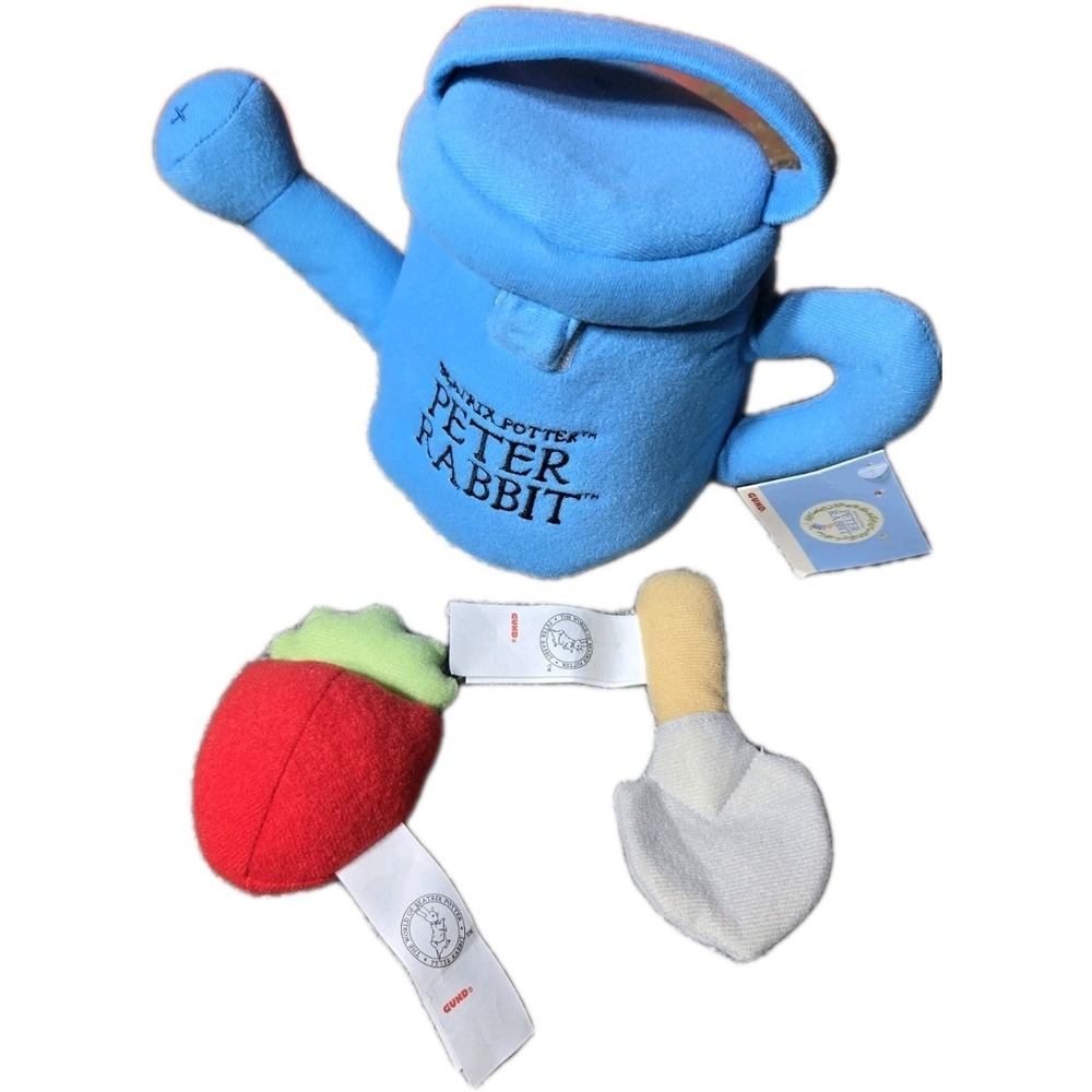 GUND Peter Rabbit Garden Playset Beatrix Potter Plush Watering Can Radish Shovel